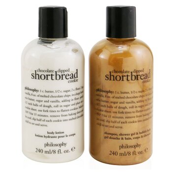 Chocolate-Dipped Shortbread Cookie 2-Pieces Gift Set: Shampoo, Shower Gel & Bubble Bath 240ml + Body Lotion 240ml