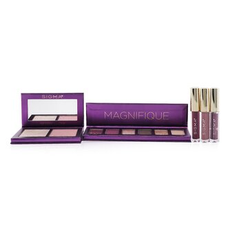 Beleza Sigma Magnifique Makeup Collection (1x Eyeshadow Palette + 1x Berry Glow Cheek Duo + 1x Adored Mini Lip Set + Bag)