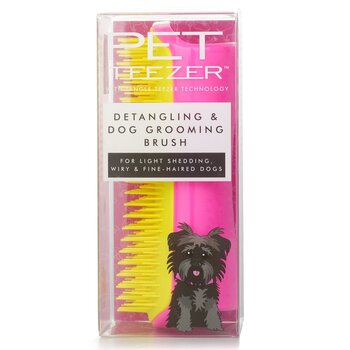 Detangling & Dog Grooming Brush (For Light Shedding, Wiry & Fine Haired Dogs) - # Pink / Yellow