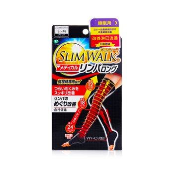 SlimWalk Medical Lymphatic Compression Socks, Long Type - # Black (Size:  S-M) 1pair Brasil