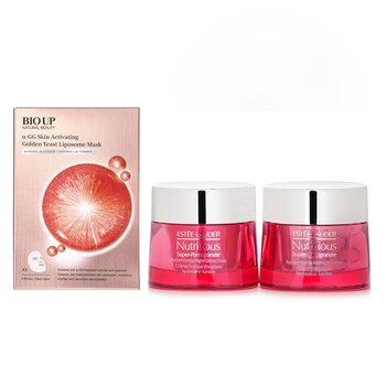 Estée Lauder Estee Lauder Nutritious Super-Pomegranate Day & Night Radiance Set X Natural Beauty BIO UP a-GG Skin Activating Golden Yeast Liposome Mask